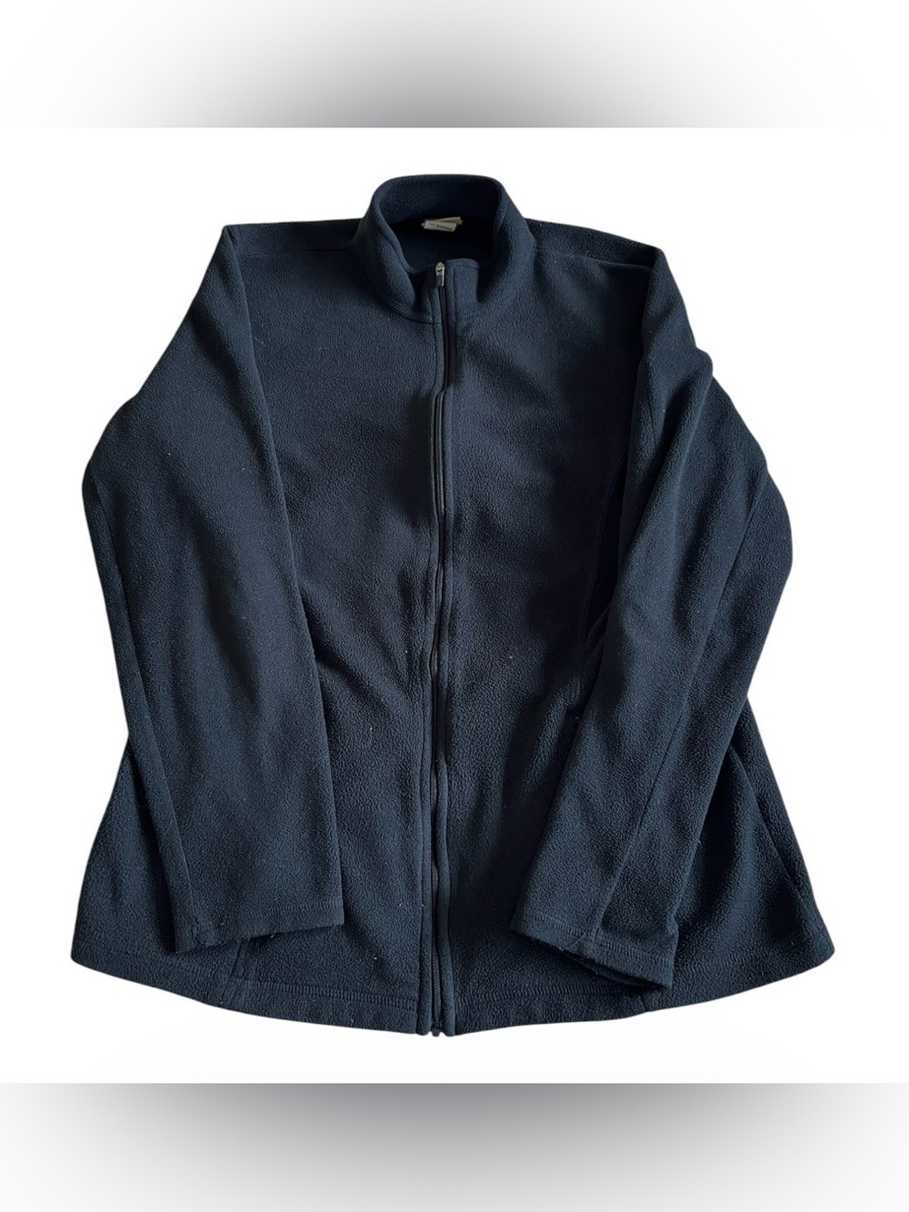 LL Bean Sweater Full Zip Fleece Left Arm Stash Pocket Black Womens Medium 247230